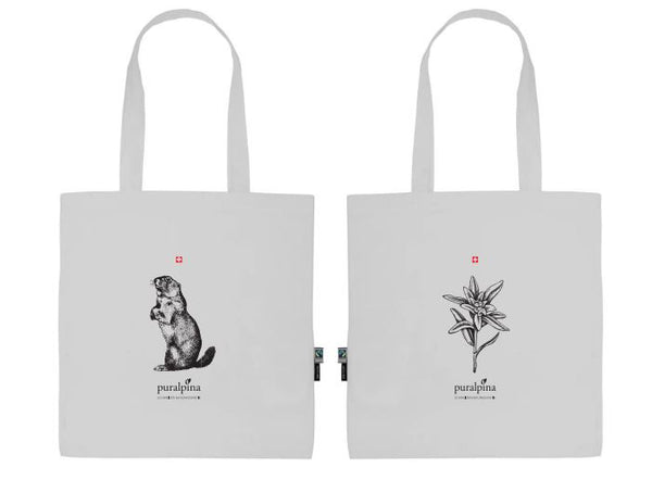 puralpina Baumwolltasche mit Sujet Murmeli und Edelweiss
