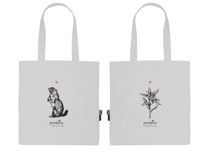 puralpina cotton bag with marmot and edelweiss motif