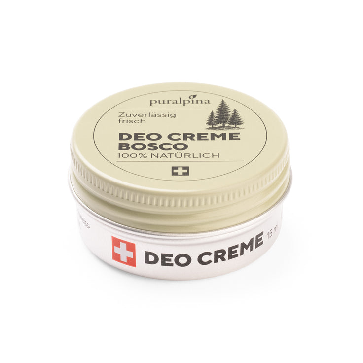 puralpina Deo Creme Bosco 50 ml mit Tannen Illustration, Dose geschlossen 