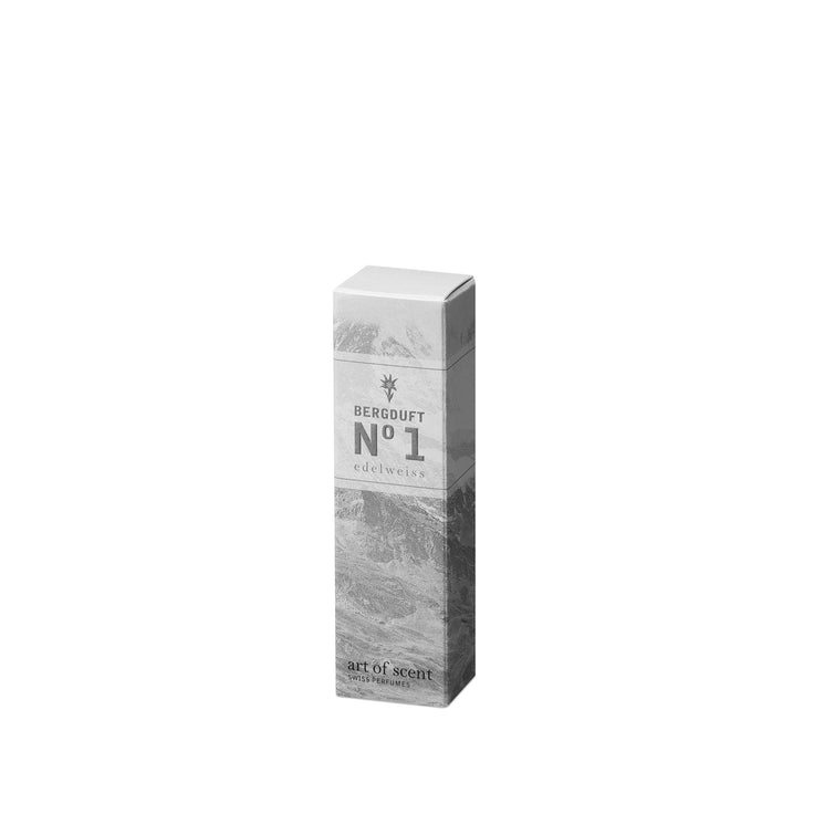 Bergduft No 1 Edelweiss Parfumverpackung von Art of Scent mit Bergmotiv